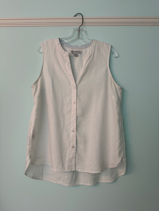 Tommy Bahama Tops - Tommy Bahama Linen White Sleeveless V-Neck  Blouse